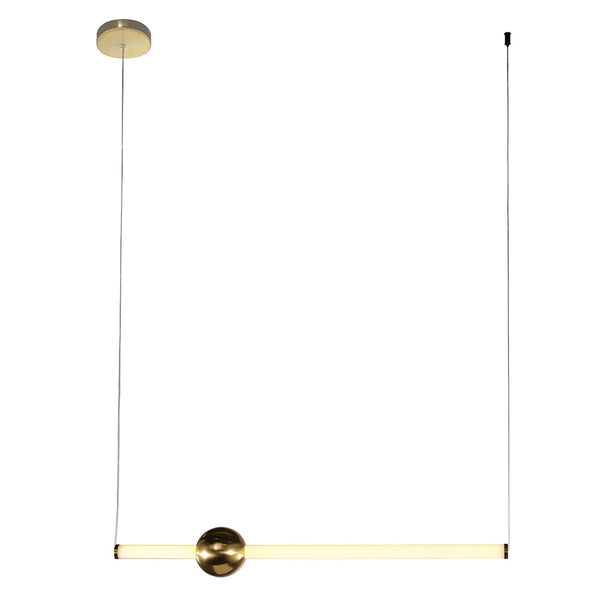 Pendente Bossa Nova Dourado e Branco (d)12cm (a)90cm  1x20w 3000k 1000lm - OC006 - Bella Iluminação