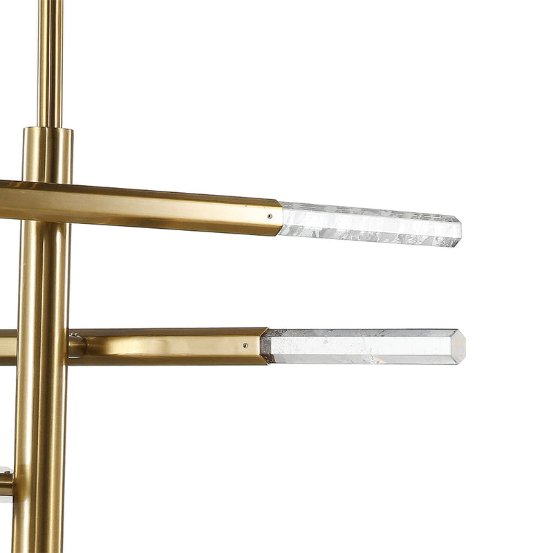 Pendente Petra Dourado e Transparente (d)54cm (a)31cm  3x6w 3000k 900lm - OC009 - Bella Iluminação