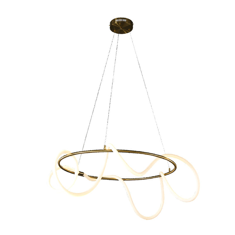 Pendente Mantra Dourado (d)80cm (a)30cm  1x45w 2700k 3375lm - OC011L - Bella Iluminação