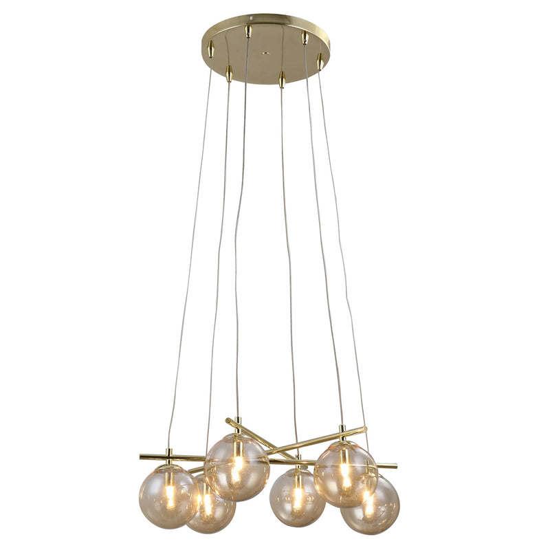 Pendente Asta Dourado e Champagne (d)50cm (a)18cm  6xg9 150w - OD039G - Bella Iluminação