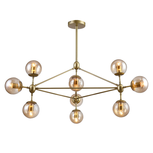 Pendente Orbe Dourado e Champagne (d)100cm (a)57.5cm  10xe27 Bolinha 400w - OP056G - Bella Iluminação