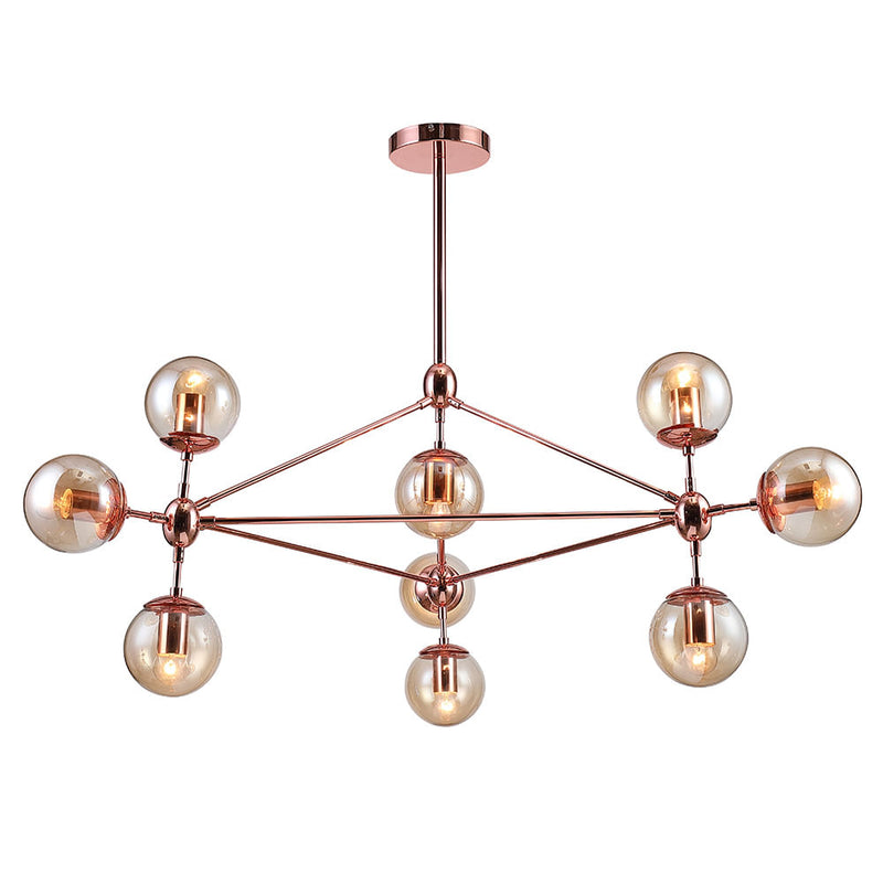 Pendente Orbe Cobre e Champagne (d)100cm (a)57.5cm  10xe27 Bolinha 400w - OP056R - Bella Iluminação