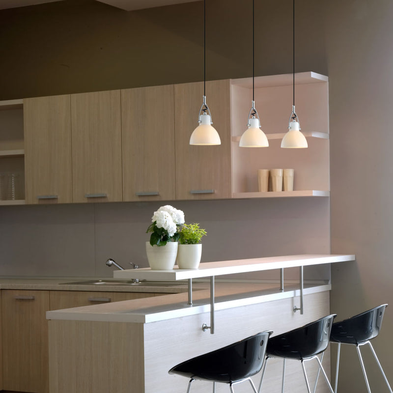 Pendente Bar d 14cm X 22cm  1xg9 127v / 220v Branco e Cromado - OP057C - Bella Iluminação