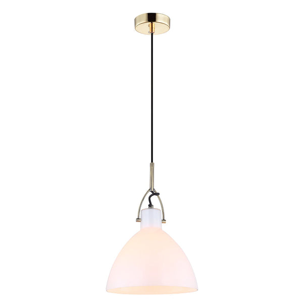 Pendente Bar d 25cm X 36.2cm  1xe27 127v / 220v Dourado e Branco - OP059B - Bella Iluminação