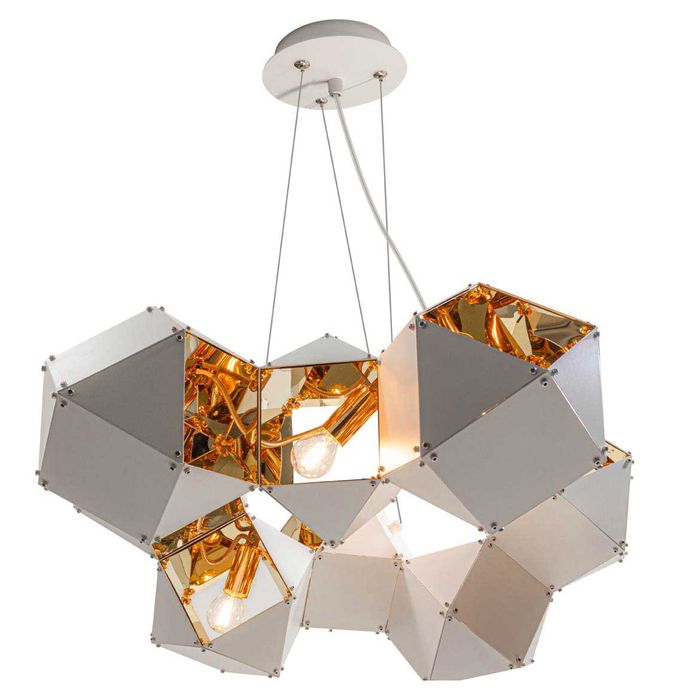 Pendente Starlux Branco E Ouro P/ 8 Lâmpadas E14 P60603L St1846