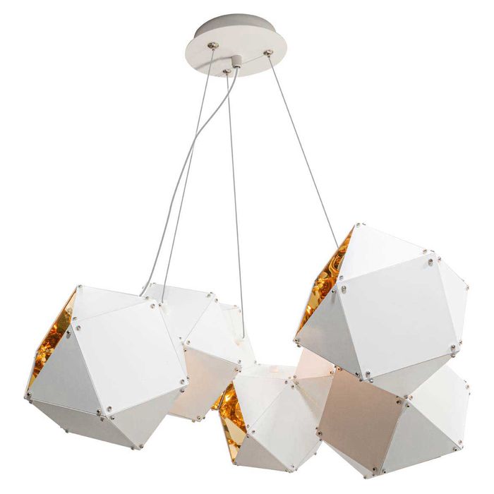 Pendente Starlux Branco E Ouro P/ 8 Lâmpadas E14 P60603L St1846