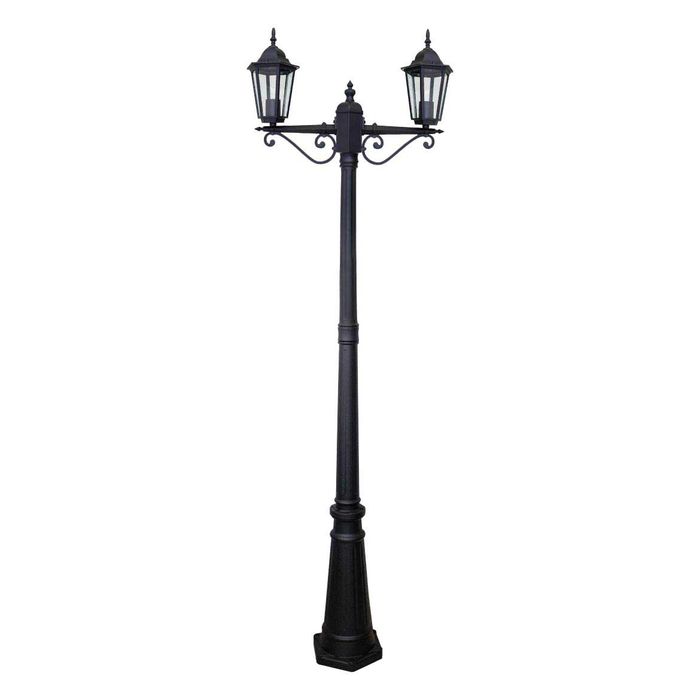 Poste Jardim Colonial 2 Cúpulas Alumínio Vidro P/ E27 PC204/2 St1473