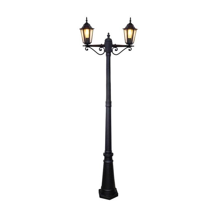 Poste Jardim Colonial 2 Cúpulas Alumínio Vidro P/ E27 PC204/2 St1473