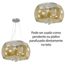Pendente Cristal Bella Soho Ambar 40cm para 5 Lâmpadas G9 Pd002AM ST586