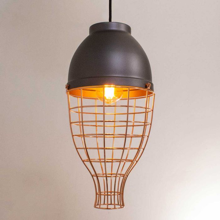 Pendente Aramado Vertical Cobre e Cinza Fosco PD1109 St1502