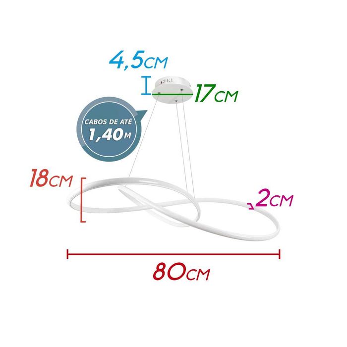 Pendente Moderno Orgon 80cm Led 58w Pd1423br St1941