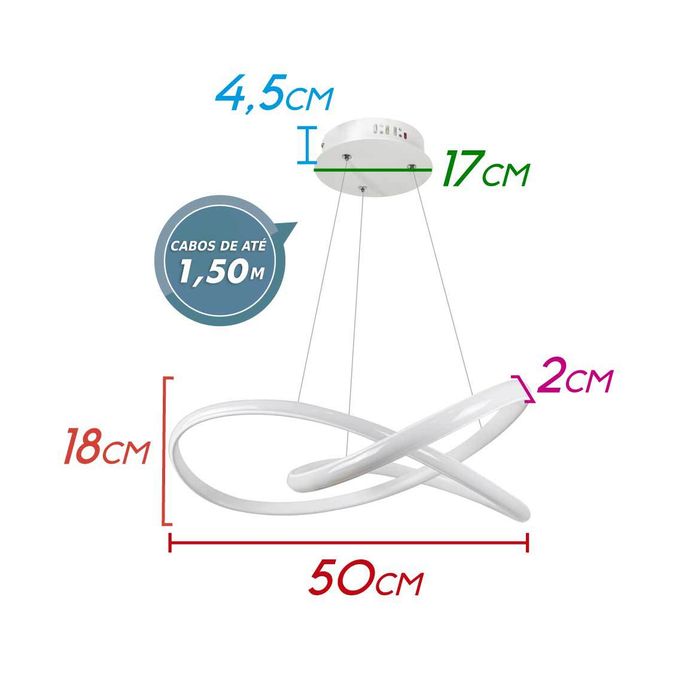 Pendente Moderno Orgon 50cm LED 45W PD1424BR ST1942