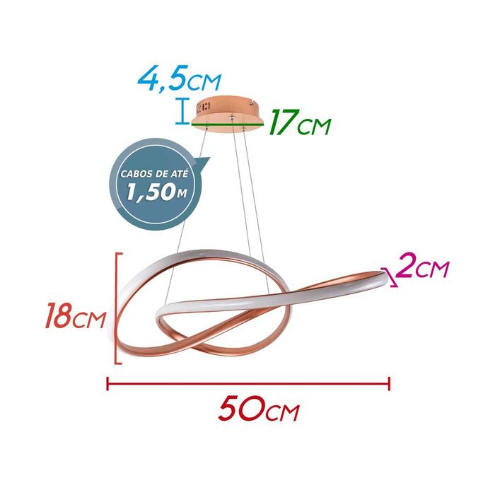 Pendente Moderno Orgon 50cm LED 45W PD1424CO ST1942