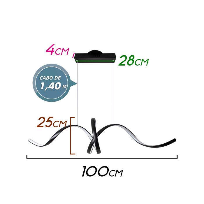 Pendente Lace 1m LED Integrado 36W PD1425PT ST1944