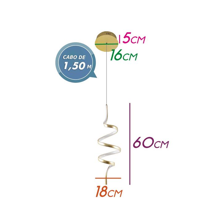 Pendente Worm Led Integrado 30w Quality Dourado PD1427DO St1897