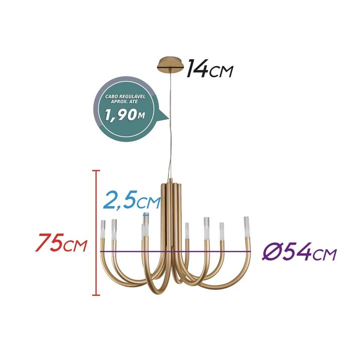 Pendente Cissy 8 Hastes LED 30W Studioluce PD1509 ST2324