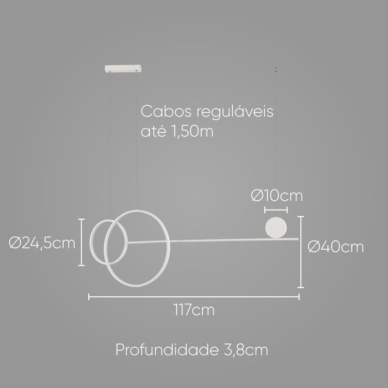 Luminária Pendente Mallen Branco LED 36W PD1627BR Studioluce ST2657