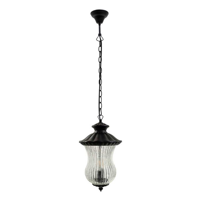 Pendente Colonial Preto Metal Vidro Canelado PD8173-2WL-BK St1754