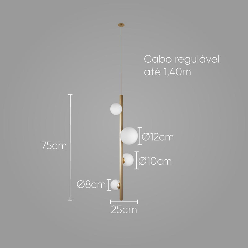 Pendente Orbit Dourado 4 Globos Esferas PDH1530BRDO Studioluce ST2663