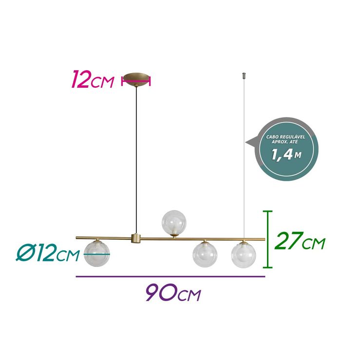 Pendente Orbit 4 Esferas Globo para G9 PDH1539TRDO Studioluce ST2395
