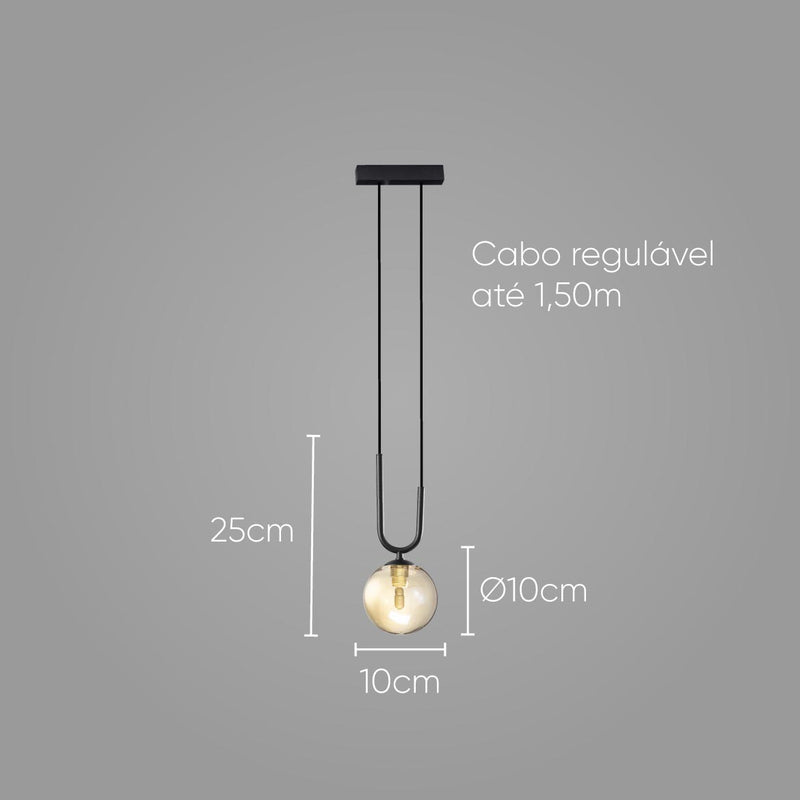 Pendente Orbit Preto e Champagne Globo Bola P/ G9 PDH1552CHPT Studioluce ST2659