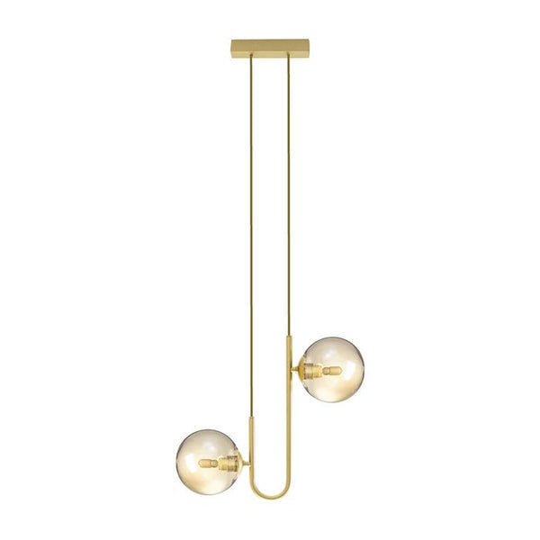 Pendente Orbit Ouro e Champagne 2 Globos Bolas Vidro para G9 Studioluce ST2658