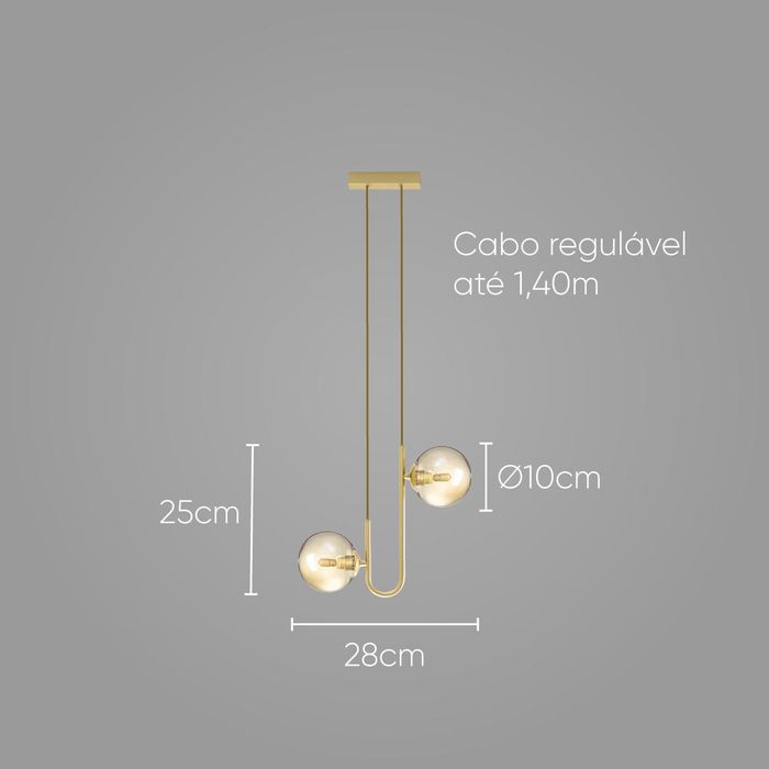 Pendente Orbit Ouro e Champagne 2 Globos Bolas Vidro para G9 Studioluce ST2658