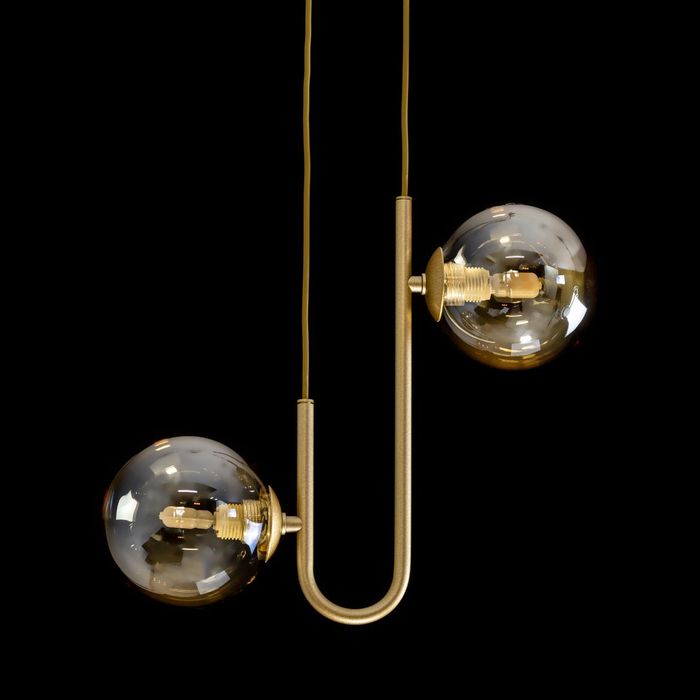 Pendente Orbit Ouro e Champagne 2 Globos Bolas Vidro para G9 Studioluce ST2658