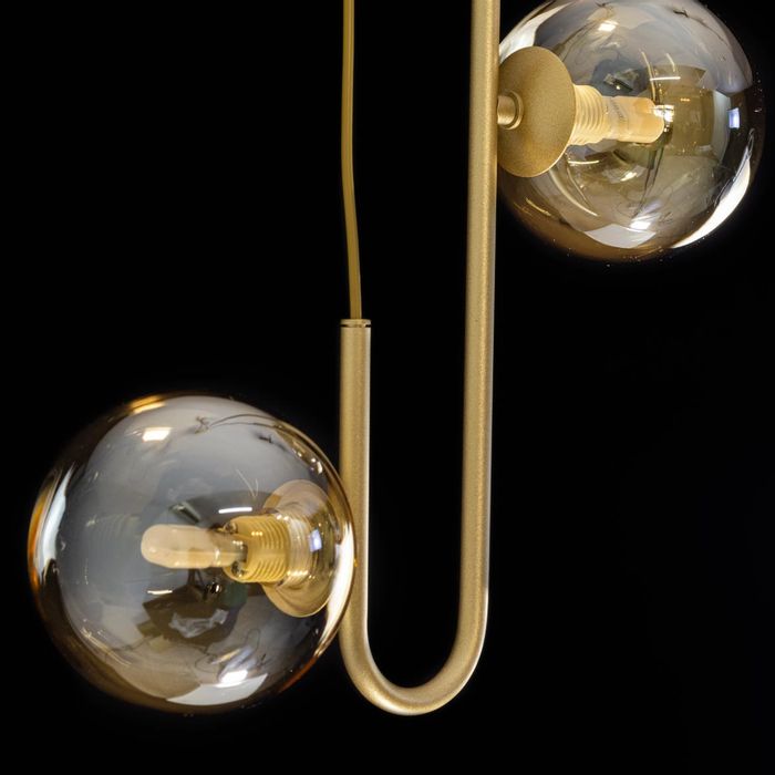 Pendente Orbit Ouro e Champagne 2 Globos Bolas Vidro para G9 Studioluce ST2658