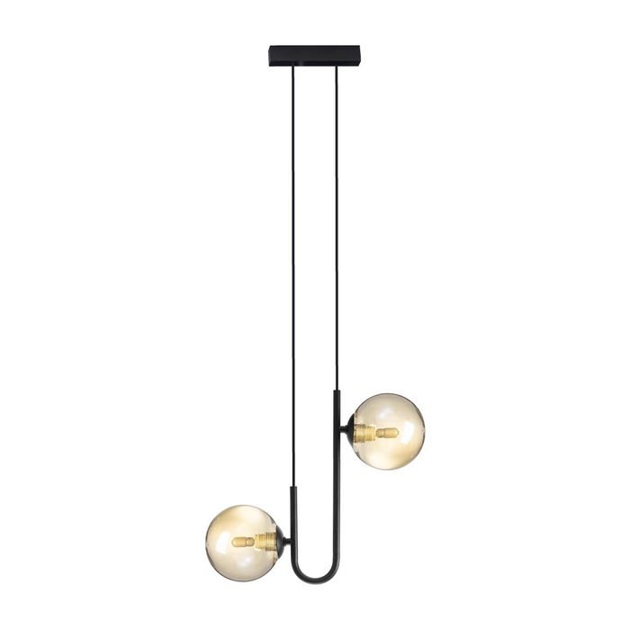 Pendente Orbit Preto e Champagne 2 Globos Bolas Vidro para G9 Studioluce ST2658