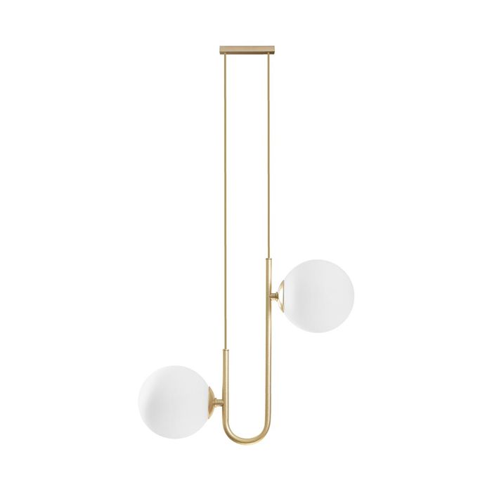 Pendente Orbit Ouro e Branco 2 Globos Bolas Vidro para G9 Studioluce ST2658