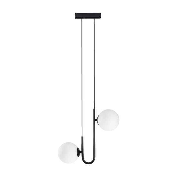 Pendente Orbit Preto e Branco 2 Globos Bolas Vidro para G9 Studioluce ST2658