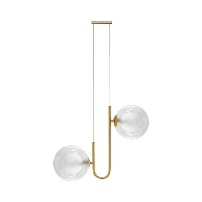 Pendente Orbit Dourado e Transparente 2 Globos Bolas Vidro para G9 Studioluce ST2658