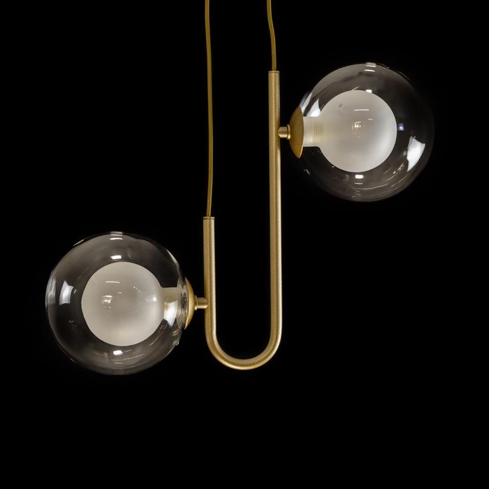 Pendente Orbit Dourado e Transparente 2 Globos Bolas Vidro para G9 Studioluce ST2658