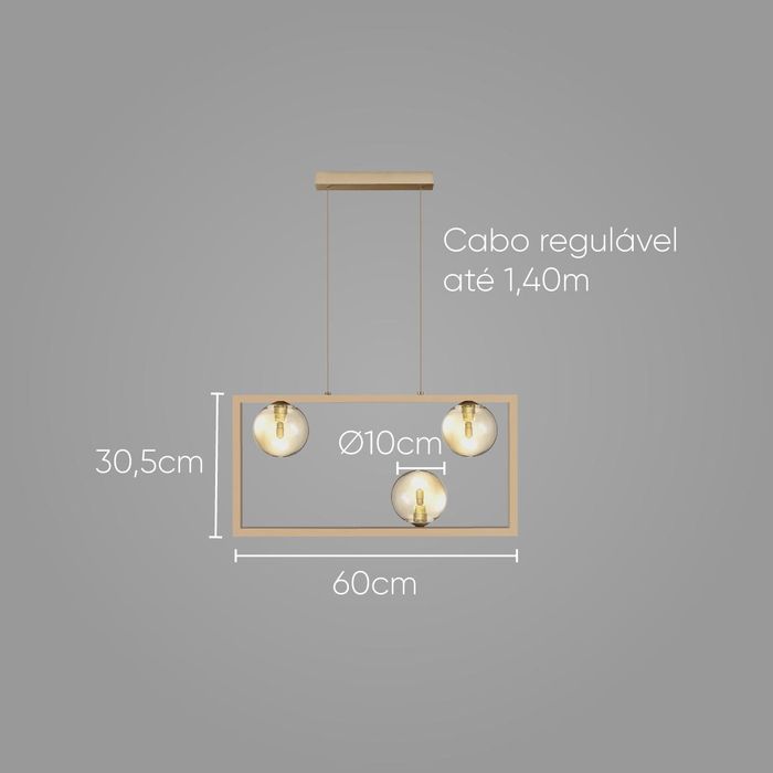 Pendente Orbit 3 Globos Dourado e Champagne Bola Vidro Studioluce PDH1556 para 3X LED G9 ST2662