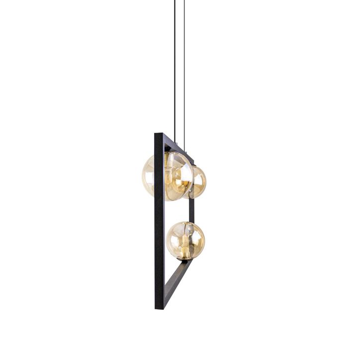 Pendente Orbit 3 Globos Preto e Champagne Bola Vidro Studioluce PDH1556 para 3X LED G9 ST2662