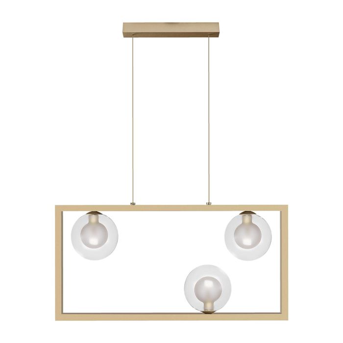 Pendente Orbit 3 Globos Dourado e Transparente Bola Vidro Studioluce PDH1556 para 3X LED G9 ST2662