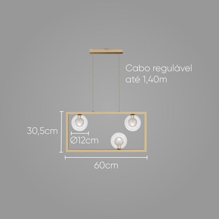 Pendente Orbit 3 Globos Dourado e Transparente Bola Vidro Studioluce PDH1556 para 3X LED G9 ST2662