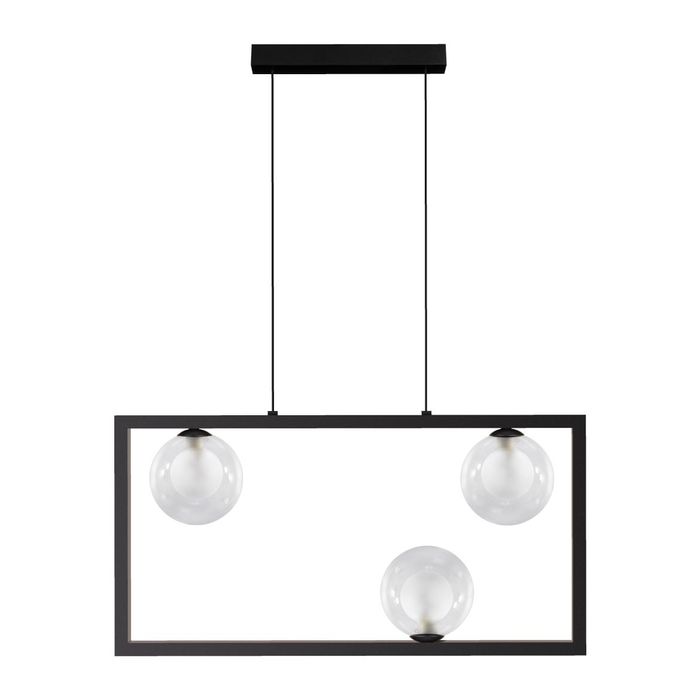 Pendente Orbit 3 Globos Preto e Transparente Bola Vidro Studioluce PDH1556 para 3X LED G9 ST2662