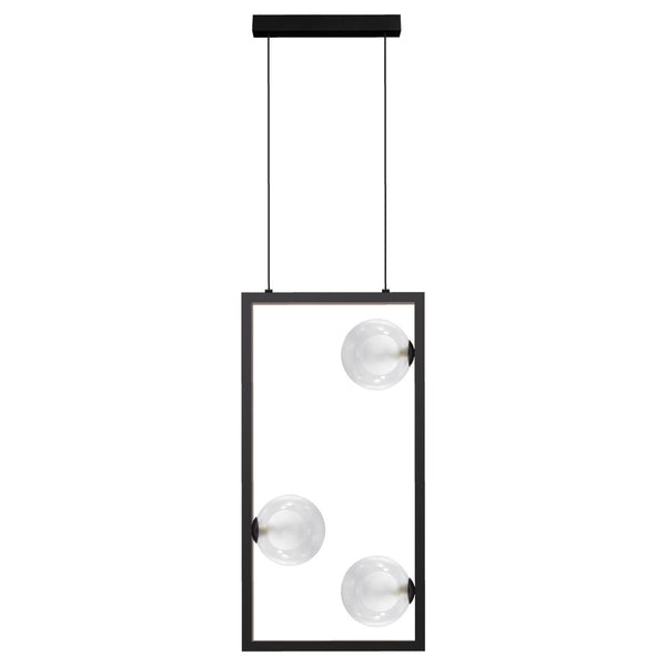 Pendente Orbit Preto e Transparente 3 Globos Vidro PDH1557TRPT Studioluce ST2661