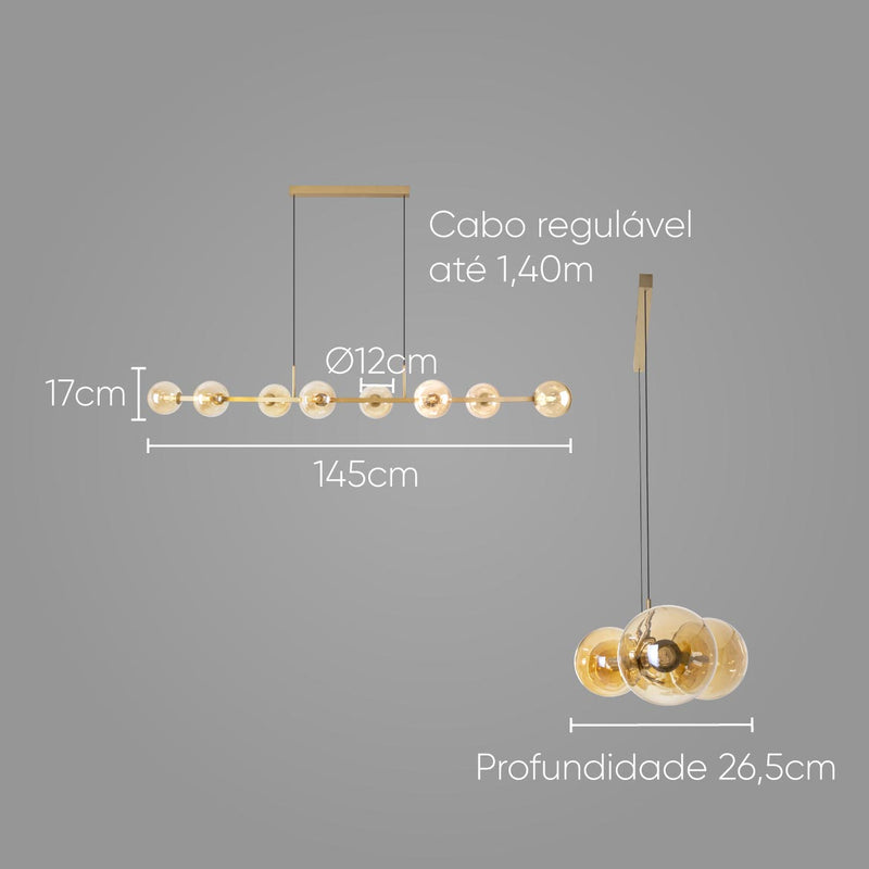 Pendente Orbit Dourado 8 Globos Esferas PDH1576CHDO Studioluce St2665