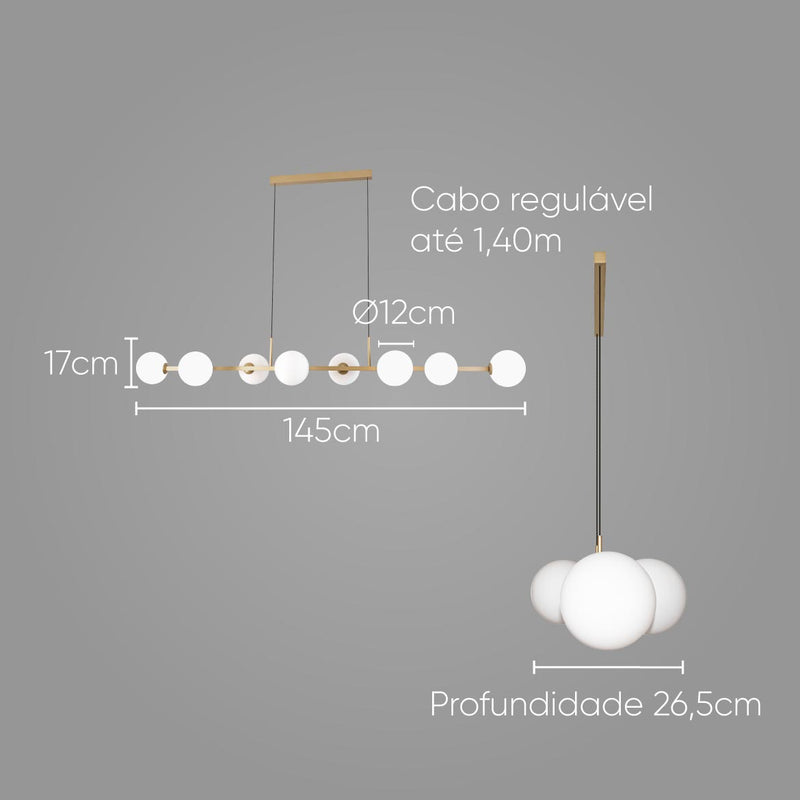 Pendente Orbit Dourado 8 Globos Esferas PDH1576DO Studioluce St2665