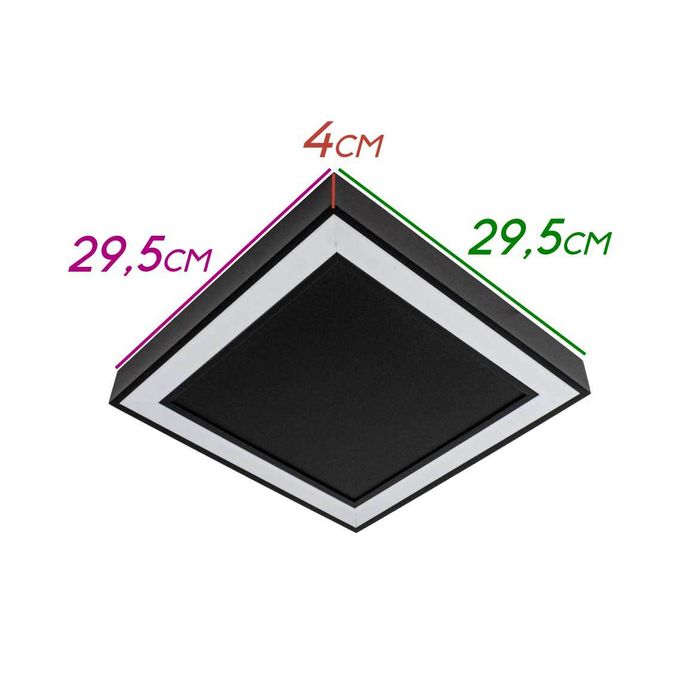 Plafon Fit Edge Preto LED Integrado 25,2W Branco Quente PL0122LED3-PT ST1968