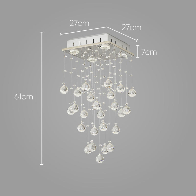 Plafon Cristal K9 Quadrado Cromo PLF-4059/4-CR-CRIS ST2700