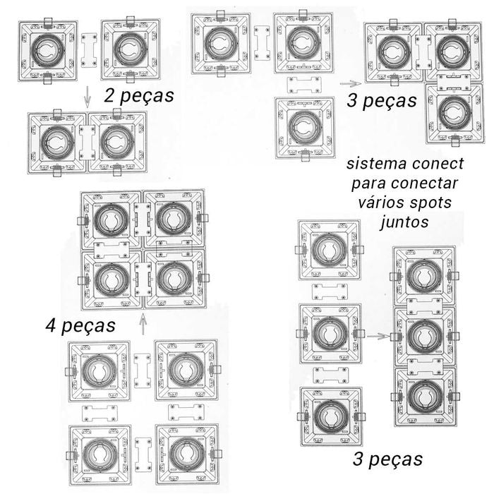 Spot Recuado Embutir Conecta Branco com Preto Gu10 Mr11 Ns7351P Bella St609