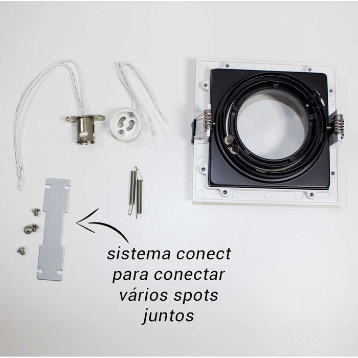 Spot Recuado Embutir Conecta Branco com Preto Gu10 Ar70 Ns7701P Bella St872