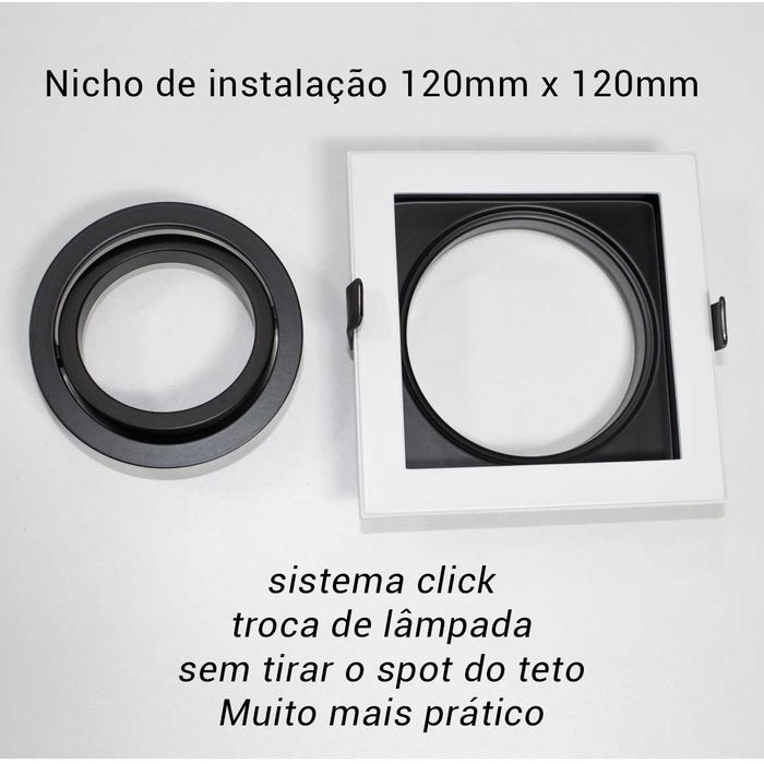 Spot Recuado Embutir Bella Conecta Branco com Preto Par20 E27 Ns7201P St712