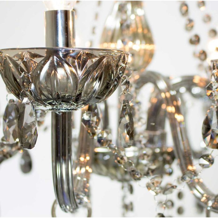 Lustre Cristal K9 Anjou Bella Fumê 8 Braço 58cm JF028S ST956