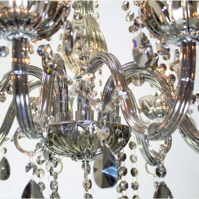 Lustre Cristal K9 Anjou Bella Fumê 8 Braço 58cm JF028S ST956