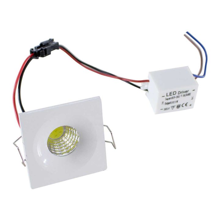 Mini Spot Embutir Rente LED 3W Quadrado Branco Quente ST487